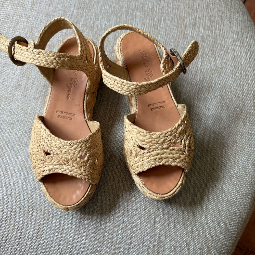 Robert Clergerie Tan Espadrille Woven Shoes
